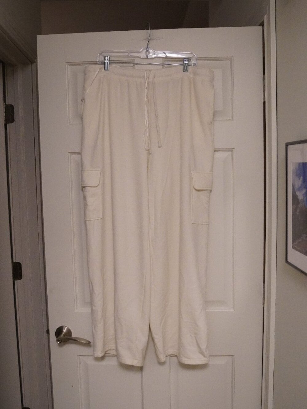 State of Day Cream Cozy Lounge Cargo Sweatpants XL Soft Quiet Luxury